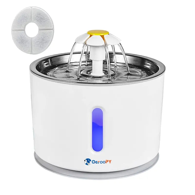 Ultra-Quiet Pet Water Fountain (<30Db) | 2.4L Cat Water Dispenser with Triple Filtration & LED Indicator
