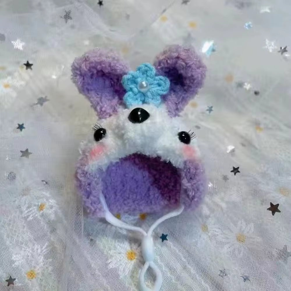 Fashion Pet Woolen Hat Plush Doll Accessories Mini Pet Supplies Woolen Plush Hat Pure Hand Crocheted DIY Knitted Scarf