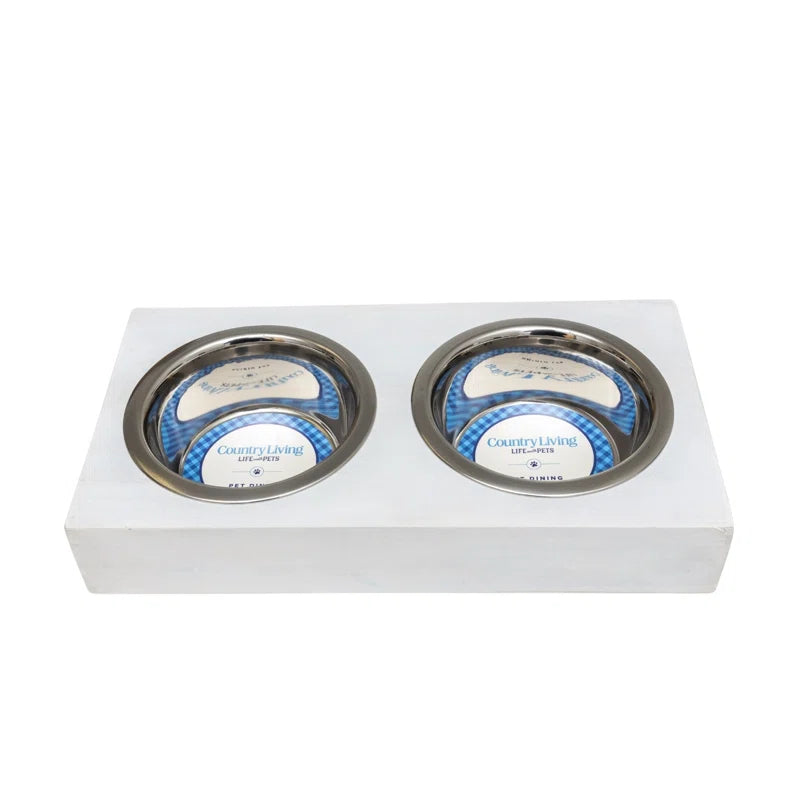 Country Living Classic Elevated Pet Feeder - Solid Mango Wood with Natural Polished Finish