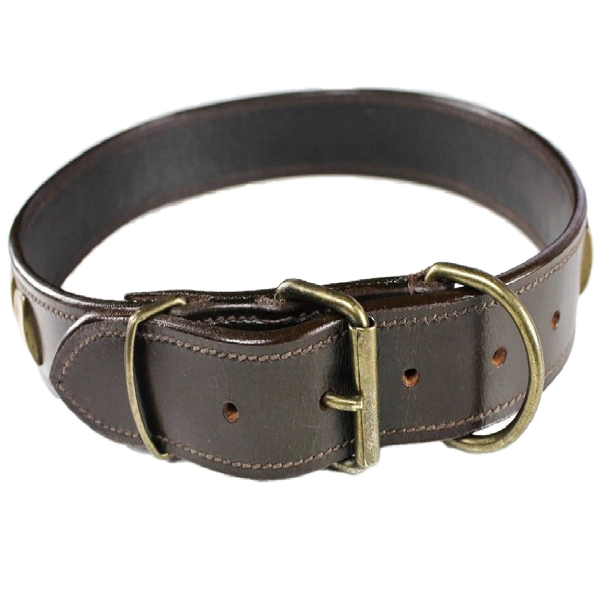 Genuine Real LEATHER Heavy Duty Dog Collar for Medium LARGE Pet Rivet Bronze Sz XXXL (NECK 19" - 24")