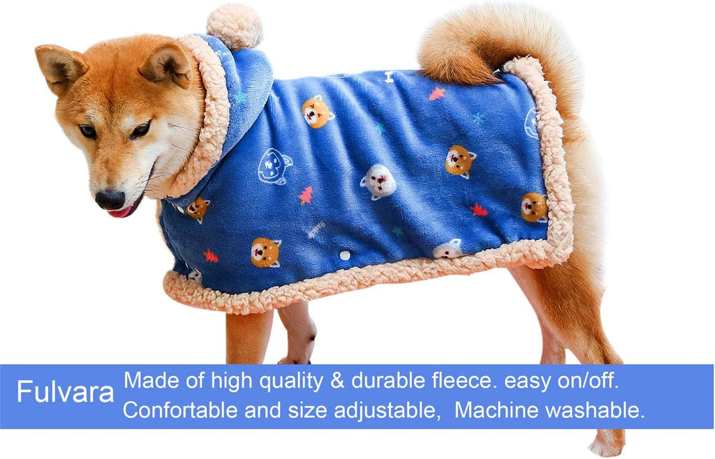 Dog Clothes Fleece Winter Coat Warm Soft Dog Vest for Cold Weather,Flannel Blanket Throw Multi-Use Pet Apparel for Small Medium Dogs & Cats(S Blue)