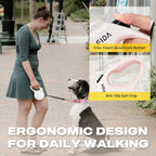 Retractable Dog Leash Large Breed, Heavy Duty 16 Ft Dog Walking Leash for Large Dogs up to 110 Lbs, 360° Tangle Free, White