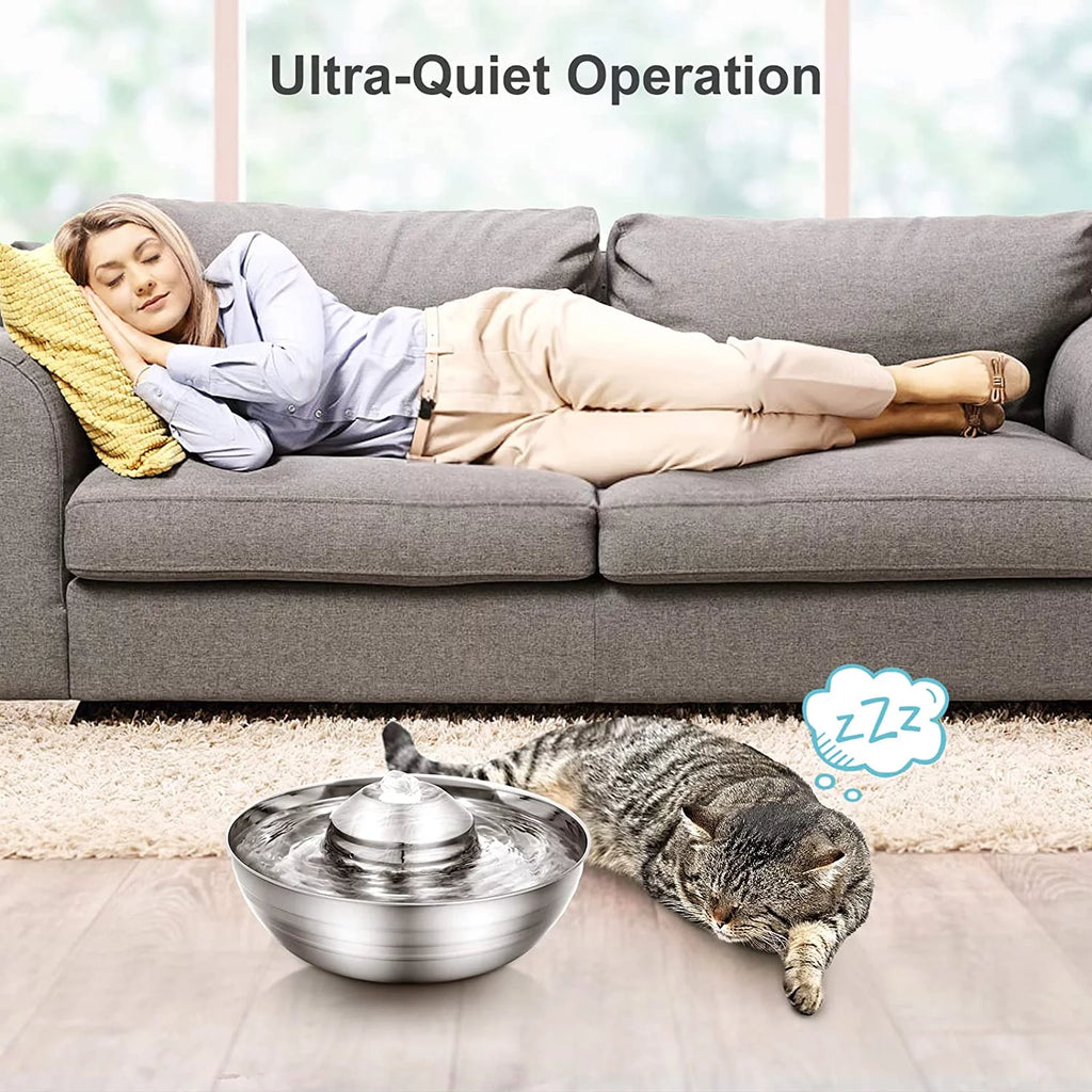 360°Automatic Cat Water Dispenser , 67Oz/2L Silent Pet Drinking Fountain with 5 Filter for Dogs, Cats, Small Animals