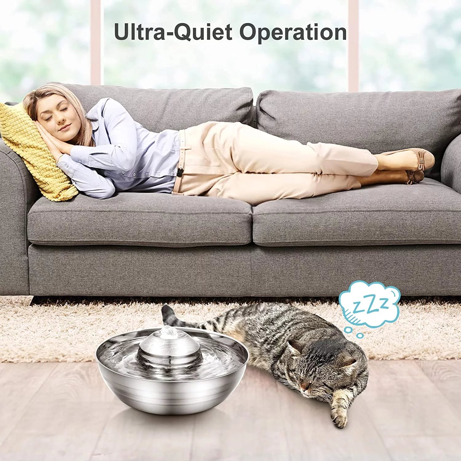 360°Automatic Cat Water Dispenser , 67Oz/2L Silent Pet Drinking Fountain with 5 Filter for Dogs, Cats, Small Animals