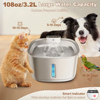 Wireless Cat Water Fountain Battery Operated, 108Oz/3.2L Automatic Pet Fountain for Dogs Cats Drinking Indoor, 8 Filters