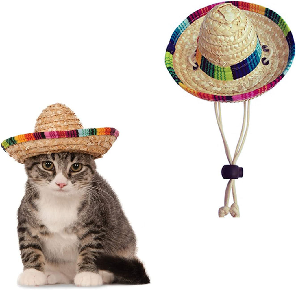 Pet Straw Hat Funny Mexican Sombrero Cap Party Decorations Cinco De Mayo Pet Hats for Small Pets/Puppy/Cat