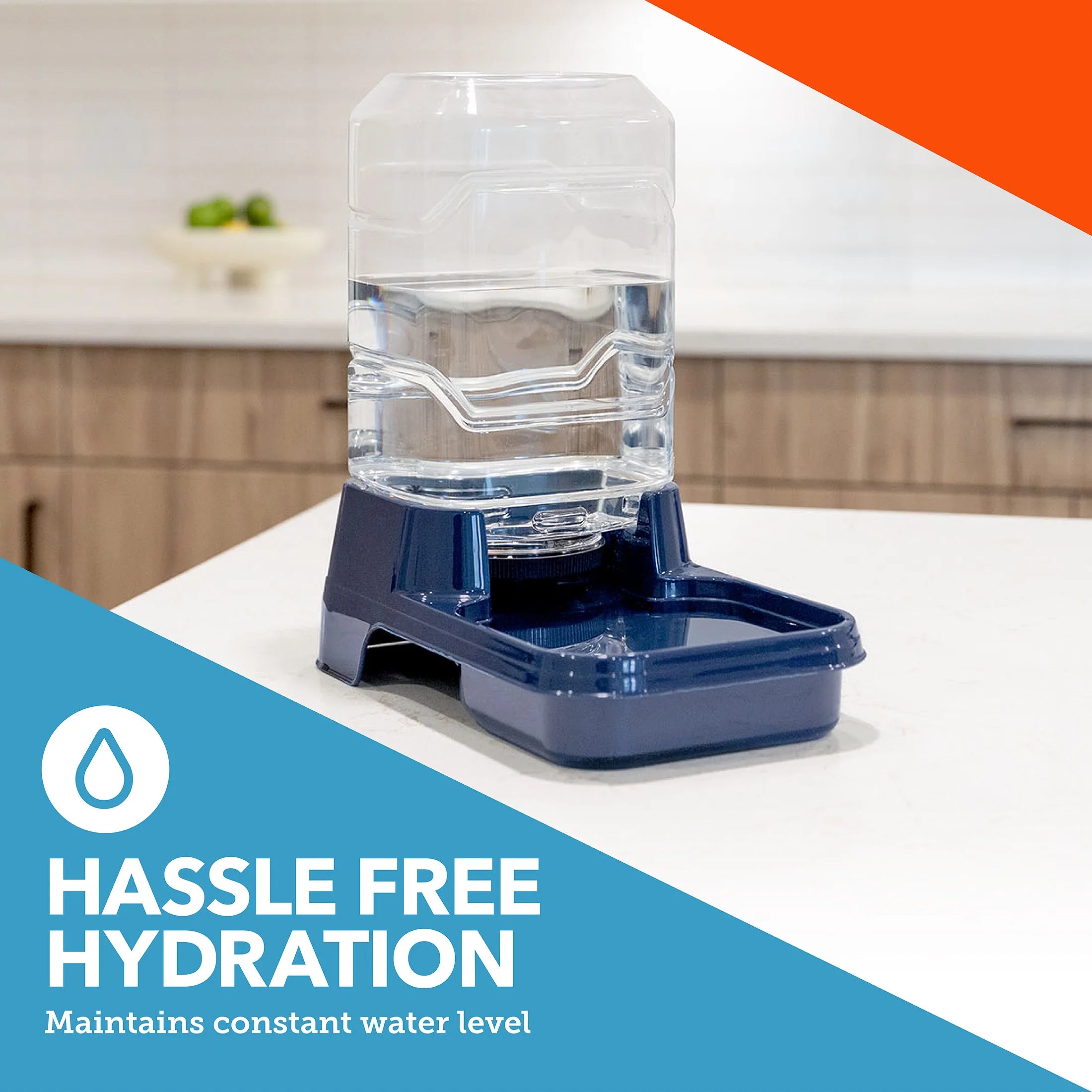 (4 Pack)  Gravity Pet Waterer for Dogs and Cats, Small, Navy, 0.75 Gallons