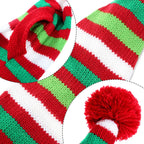 2 Pieces Christmas Striped Knitted Dog Scarf Winter Dog Neck Warmer Costume Xmas Holiday Pet Bandana Cat Puppy Scarf Accessories