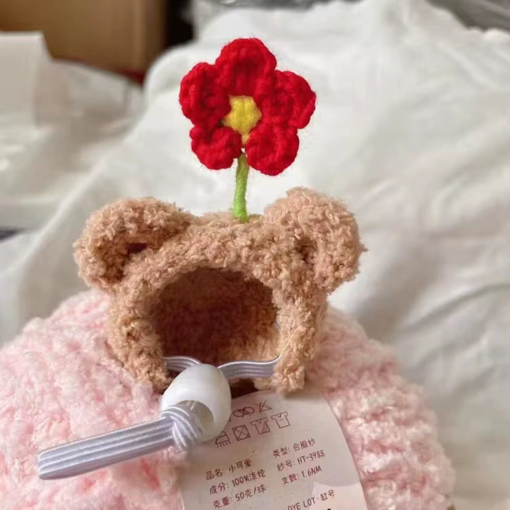 Fashion Pet Woolen Hat Plush Doll Accessories Mini Pet Supplies Woolen Plush Hat Pure Hand Crocheted DIY Knitted Scarf