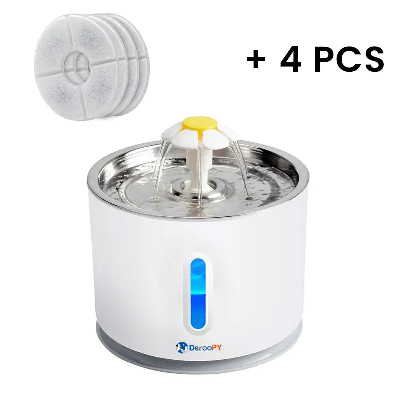 Ultra-Quiet Pet Water Fountain (<30Db) | 2.4L Cat Water Dispenser with Triple Filtration & LED Indicator