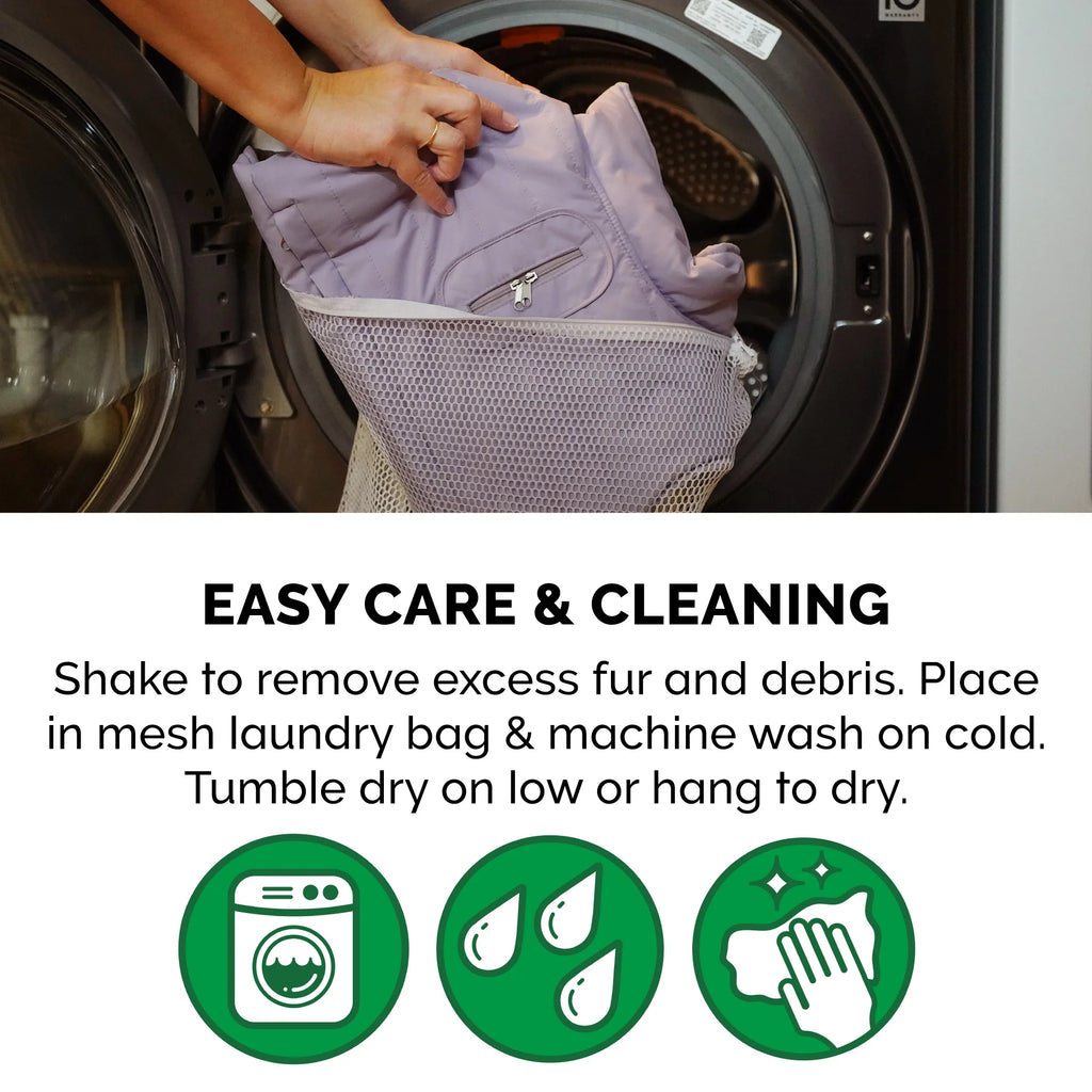 Pet Coat | Water-Repellent Reversible Reflective Puffer Dog Coat, Lavender, Medium