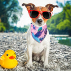 8 Pieces Summer Pet Bandanas Triangle Dog Bandana Hawaiian Dog Scarf Triangle Bibs Adjustable Rainforest Fruit Flamingo Style for Small Large Pet(L)