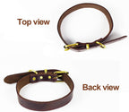 Leather Dog Collar Genuine Leather Alloy Hardware D-Ring Pet Collars for Medium Large and Small Dogs Cats Brown