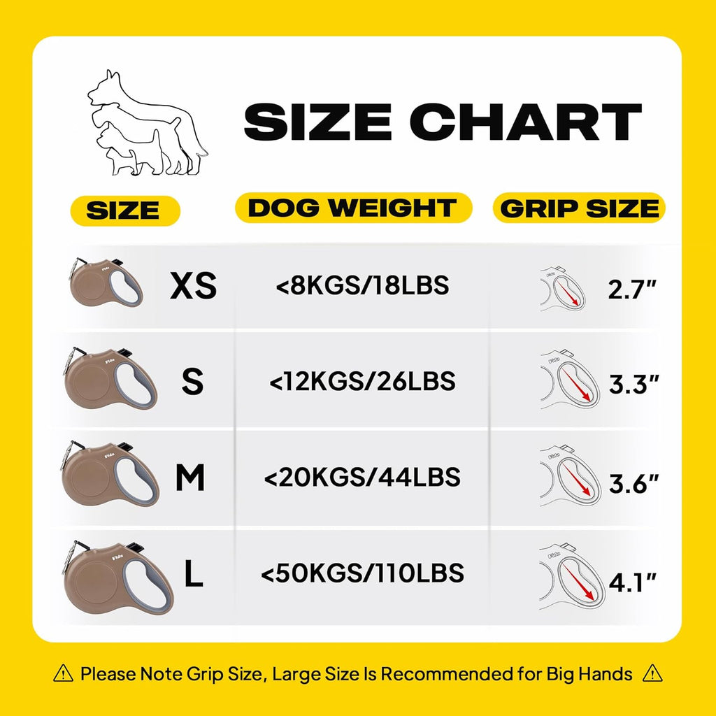 Retractable Dog Leash X-Small Breed, 10 Ft Durable Pet Walking Leash for Extra Small Dogs/Cats/Small Animals up to 18Lbs, 360° Tangle Free, Coffee/Brown