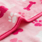 Luxurious Dog Blanket, 350 GSM Super Fuzzy Microplush Fleece Pet Blankets for Small Medium Large Dogs and Cats, Pink Paw and Bone, 40" X 32"