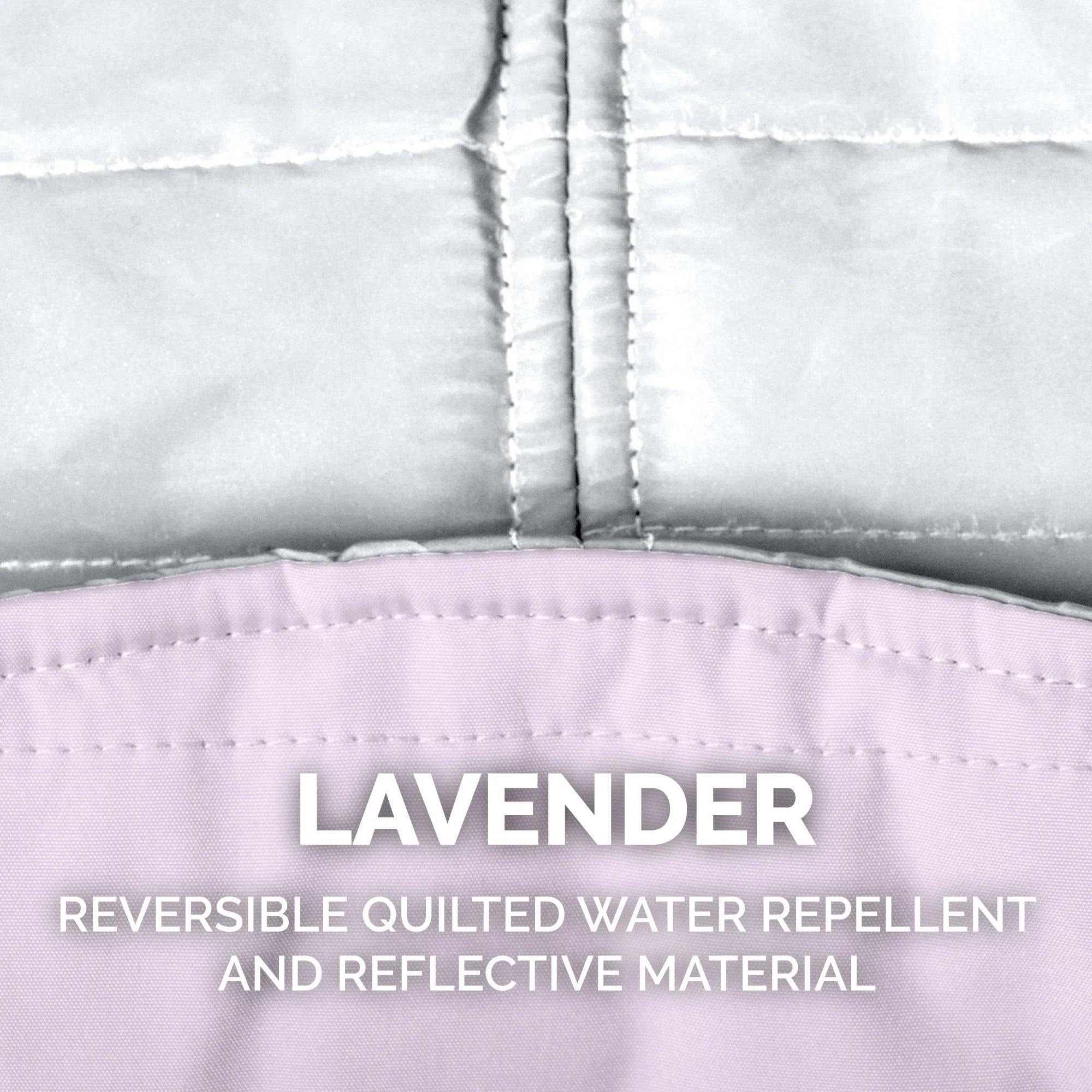 Pet Coat | Water-Repellent Reversible Reflective Puffer Dog Coat, Lavender, Medium