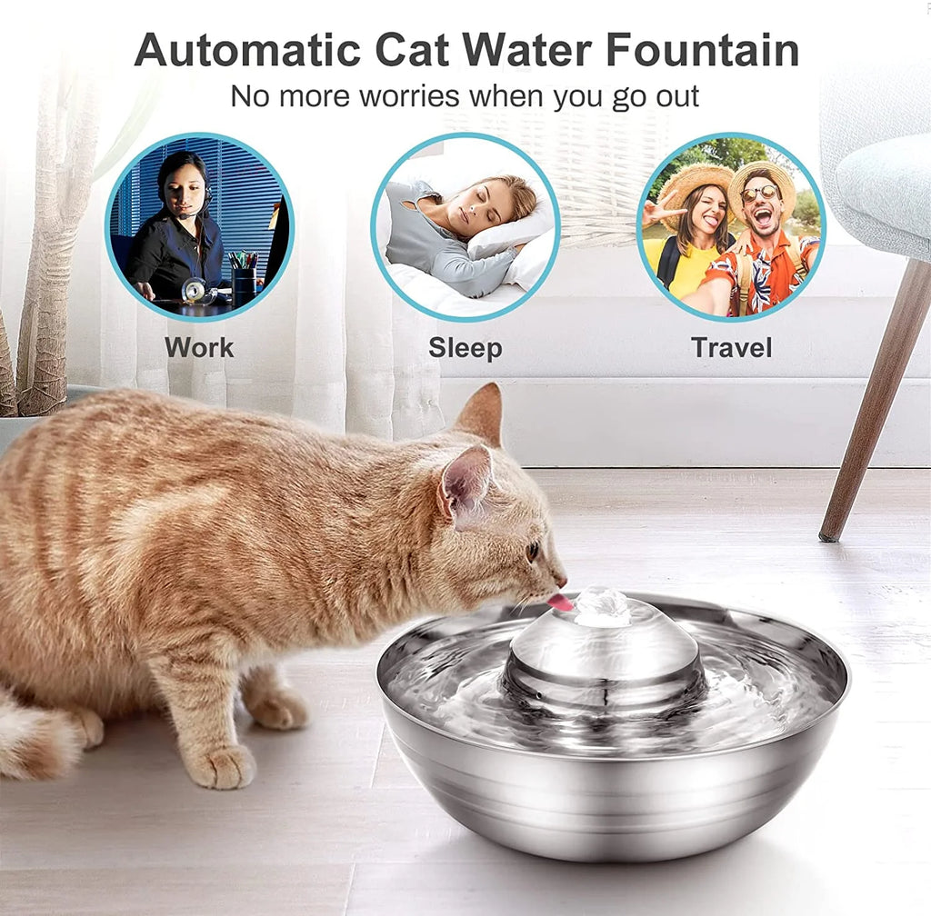 360°Automatic Cat Water Dispenser , 67Oz/2L Silent Pet Drinking Fountain with 5 Filter for Dogs, Cats, Small Animals