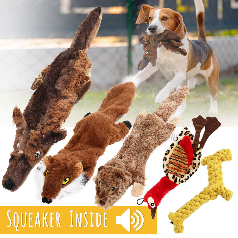 Dog Squeaky Toys 5 Pack Pet Toys Dog Toy No Stuffing Animals Plush Chew Durable
