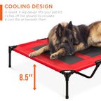 48In Elevated Cooling Dog Bed, Outdoor Raised Mesh Pet Cot W/ Removable Canopy, Carrying Bag - Red