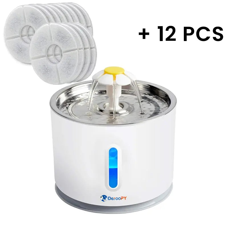 Ultra-Quiet Pet Water Fountain (<30Db) | 2.4L Cat Water Dispenser with Triple Filtration & LED Indicator