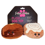 Plush Pet Toys - 2 Pack Cinnamon Roll and Pancake Dog Toys - Brown