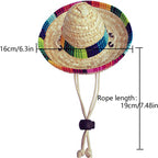 Pet Straw Hat Funny Mexican Sombrero Cap Party Decorations Cinco De Mayo Pet Hats for Small Pets/Puppy/Cat
