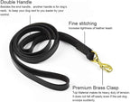Leather Dog Leash, Genuine Leather 2 Handle Leash Heavy Duty Durable for Pet Walking and Training for Large Medium Small Dog 72X0.8 Inch (Black)