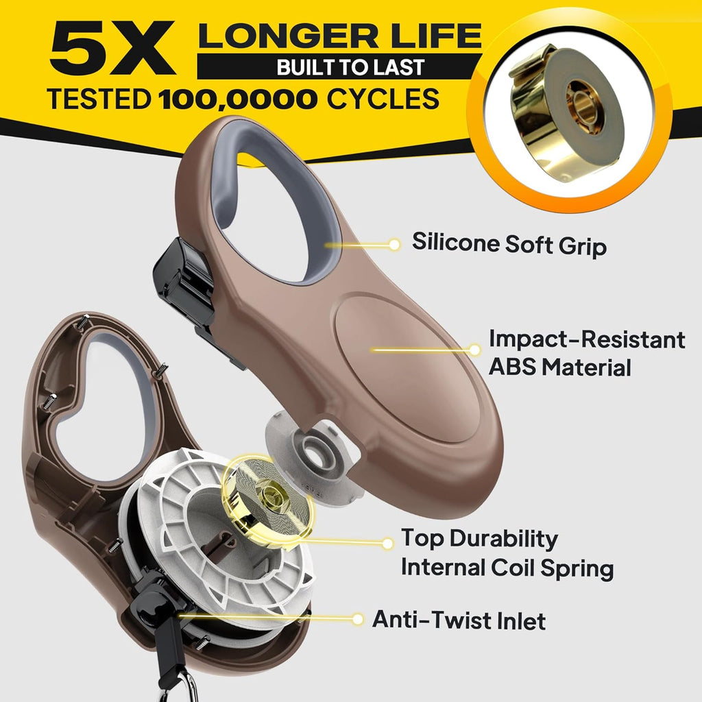 Retractable Dog Leash X-Small Breed, 10 Ft Durable Pet Walking Leash for Extra Small Dogs/Cats/Small Animals up to 18Lbs, 360° Tangle Free, Coffee/Brown