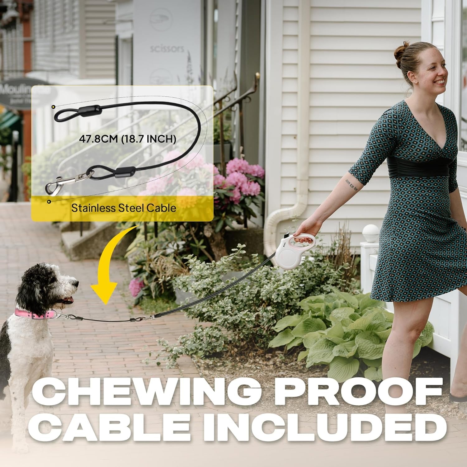 Retractable Dog Leash X-Small Breed, 10 Ft Durable Pet Walking Leash for Extra Small Dogs/Cats/Small Animals up to 18 Lbs, 360° Tangle Free, White