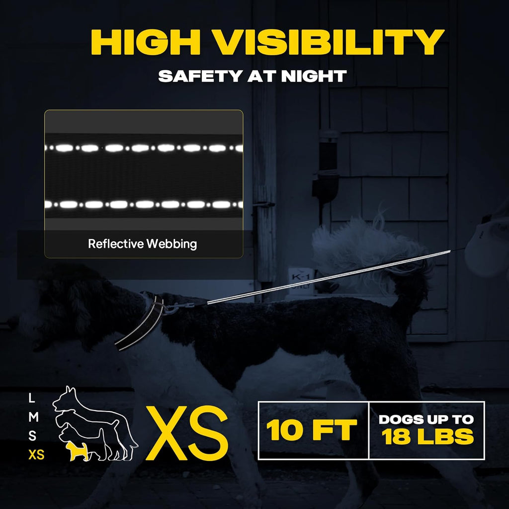 Retractable Dog Leash X-Small Breed, 10 Ft Durable Pet Walking Leash for Extra Small Dogs/Cats/Small Animals up to 18Lbs, 360° Tangle Free, Coffee/Brown