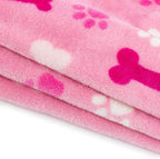 Luxurious Dog Blanket, 350 GSM Super Fuzzy Microplush Fleece Pet Blankets for Small Medium Large Dogs and Cats, Pink Paw and Bone, 40" X 32"