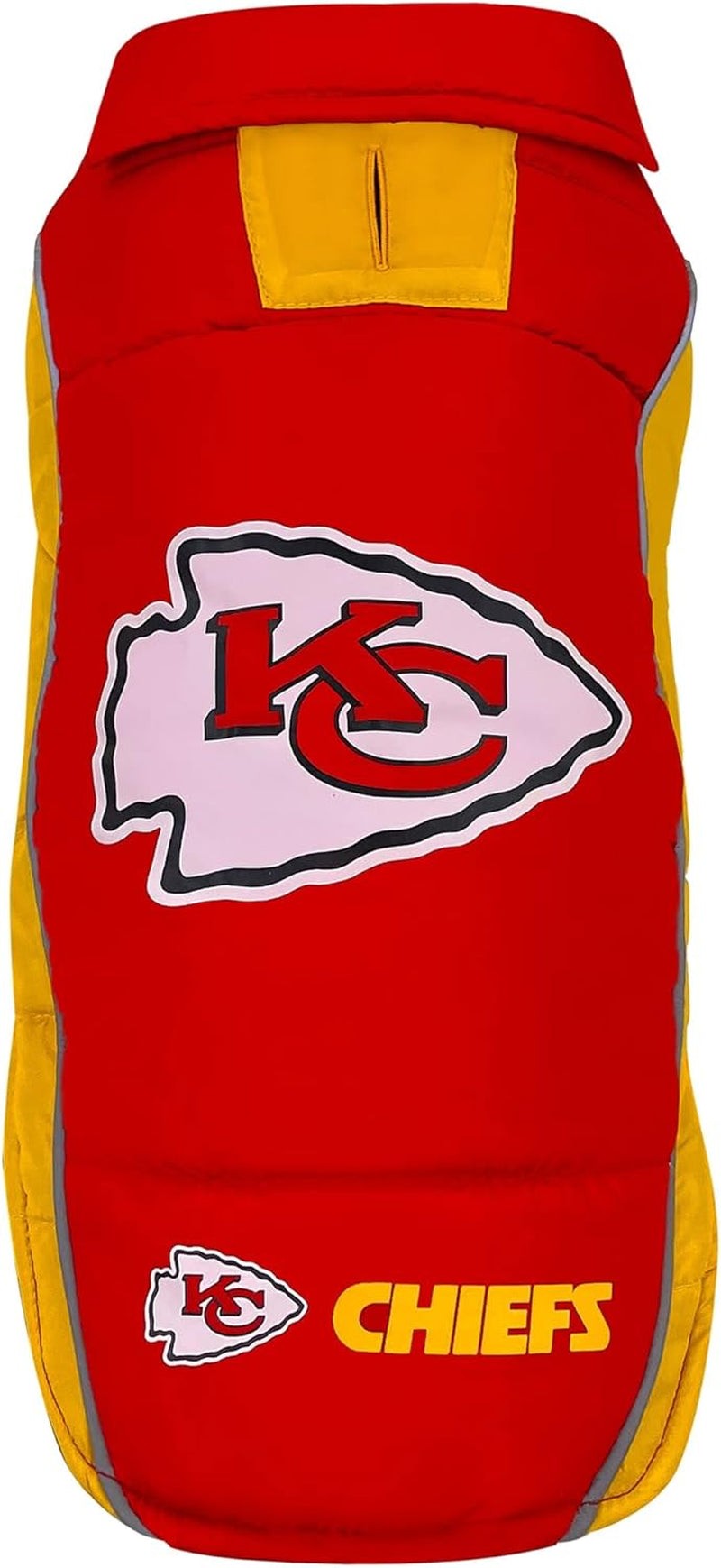 NFL Kansas City Chiefs Puffer Vest for Dogs & Cats, Size Medium. Warm, Cozy, and Waterproof Dog Coat, for Small and Large Dogs/Cats. Best NFL Licensed PET Warming Sports Jacket