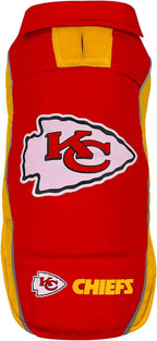 NFL Kansas City Chiefs Puffer Vest for Dogs & Cats, Size Medium. Warm, Cozy, and Waterproof Dog Coat, for Small and Large Dogs/Cats. Best NFL Licensed PET Warming Sports Jacket