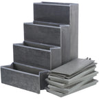 4-Step Foldable Velour Pet Stairs with Storage, Gray