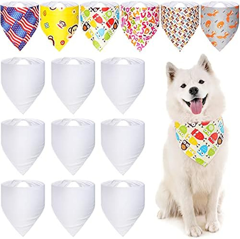 6 Pieces Sublimation Dog Bandana Heat Transfer Dog Bandana Christmas Santa Snowflakes Triangle Scarf Polyester Pet Bandana DIY Christmas Costume for Dogs Puppy