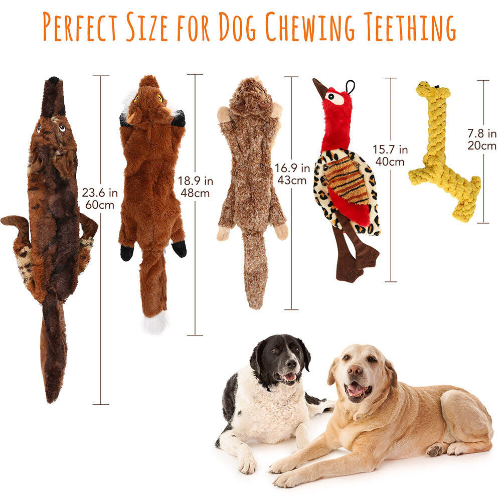 Dog Squeaky Toys 5 Pack Pet Toys Dog Toy No Stuffing Animals Plush Chew Durable