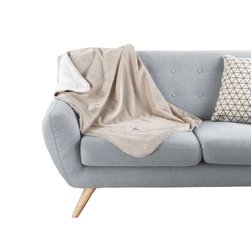 30X40-Inch Reversible Sherpa Fleece Waterproof Dog Blanket (Tan)