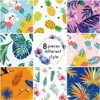 8 Pieces Summer Pet Bandanas Triangle Dog Bandana Hawaiian Dog Scarf Triangle Bibs Adjustable Rainforest Fruit Flamingo Style for Small Large Pet(L)