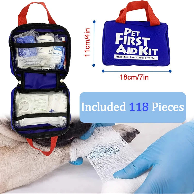 Pet First Aid Kit for Dog Cat 118pcs