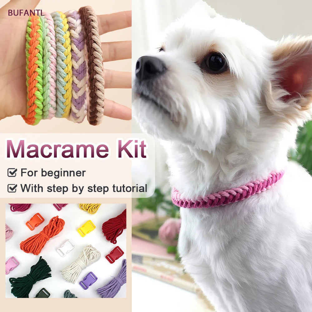 Easy-To-Follow Guides for Starters | Pet Daily Wear DIY | Vintage Multi-Color Bohemian Macrame Kit | DIY Craft Set