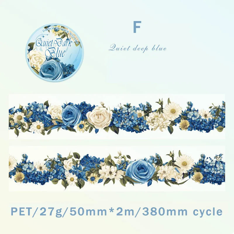 Journamm 50Mm*2M PET Flowers Tapes Sunflower Rose DIY Scrapbooking Art Collage Photo Album Waterproof Tapes Creative Stationery