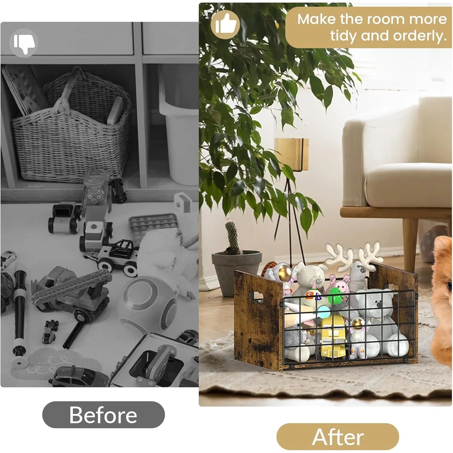 Metal Dog Toy Basket Organizer