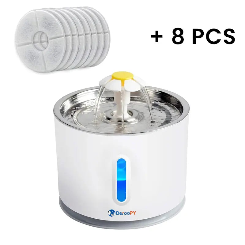 Ultra-Quiet Pet Water Fountain (<30Db) | 2.4L Cat Water Dispenser with Triple Filtration & LED Indicator