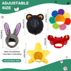 5 Pieces Cat Hat Dog Costume Cute Bunny Rabbit Hat with Ears Headwear Lion Mane Cap Valentine New Years Day Party Accessory for Kitten Puppy Dress up Adjustable Birthday Party