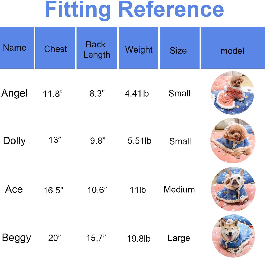 Dog Clothes Fleece Winter Coat Warm Soft Dog Vest for Cold Weather,Flannel Blanket Throw Multi-Use Pet Apparel for Small Medium Dogs & Cats(S Blue)