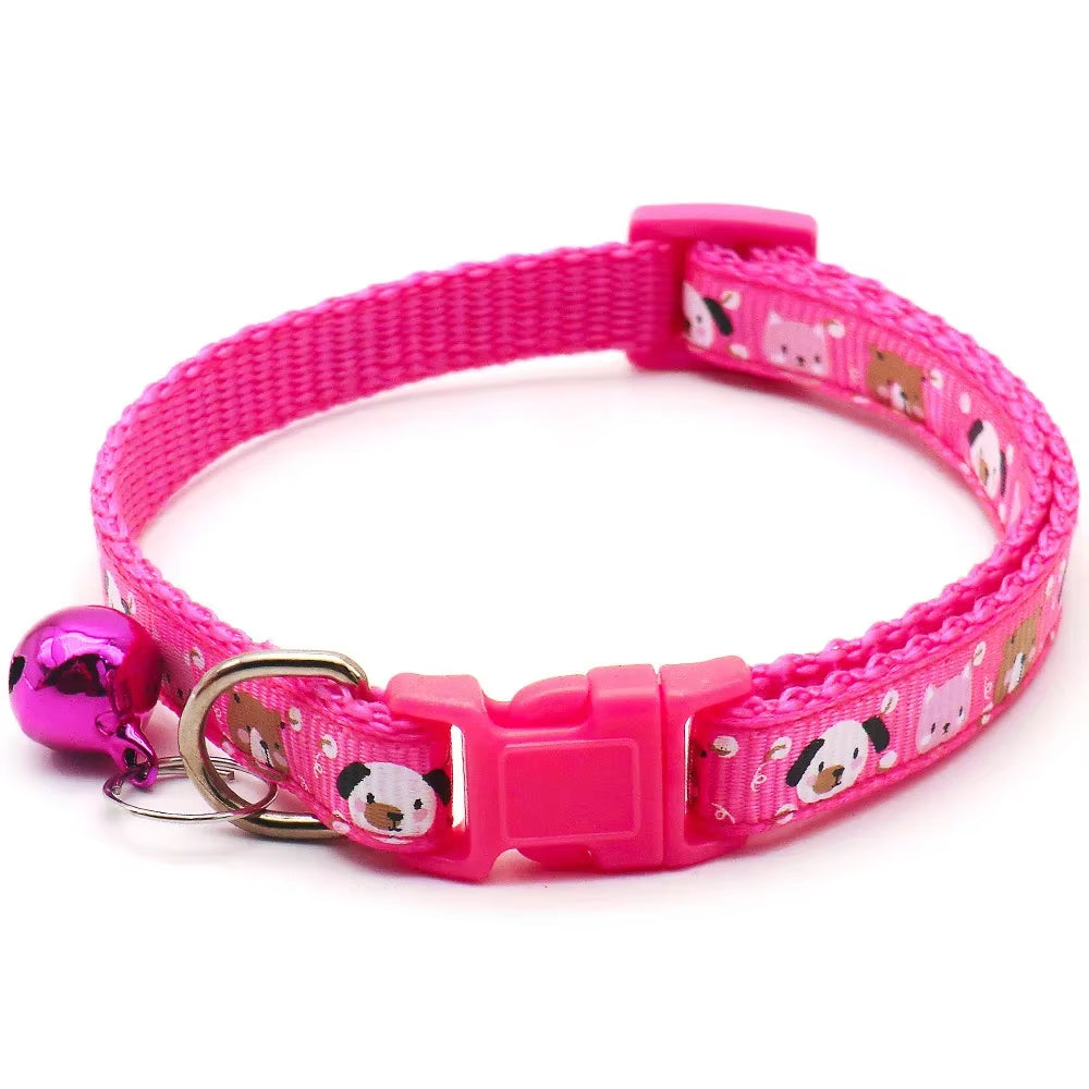 New Fashion Pet Dog Collar Colorful Pattern Dog Bear Cute Bell Adjustable Collars for Dog Cats Puppy DIY Pet Accessories