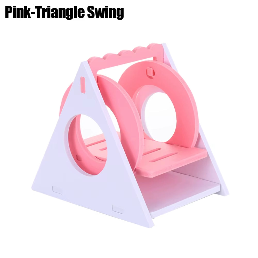 Wooden Hamster Play Toys Set Hamster House Boredom Breaker Activity Toy DIY Hamster Cage Accessories for Small Pets