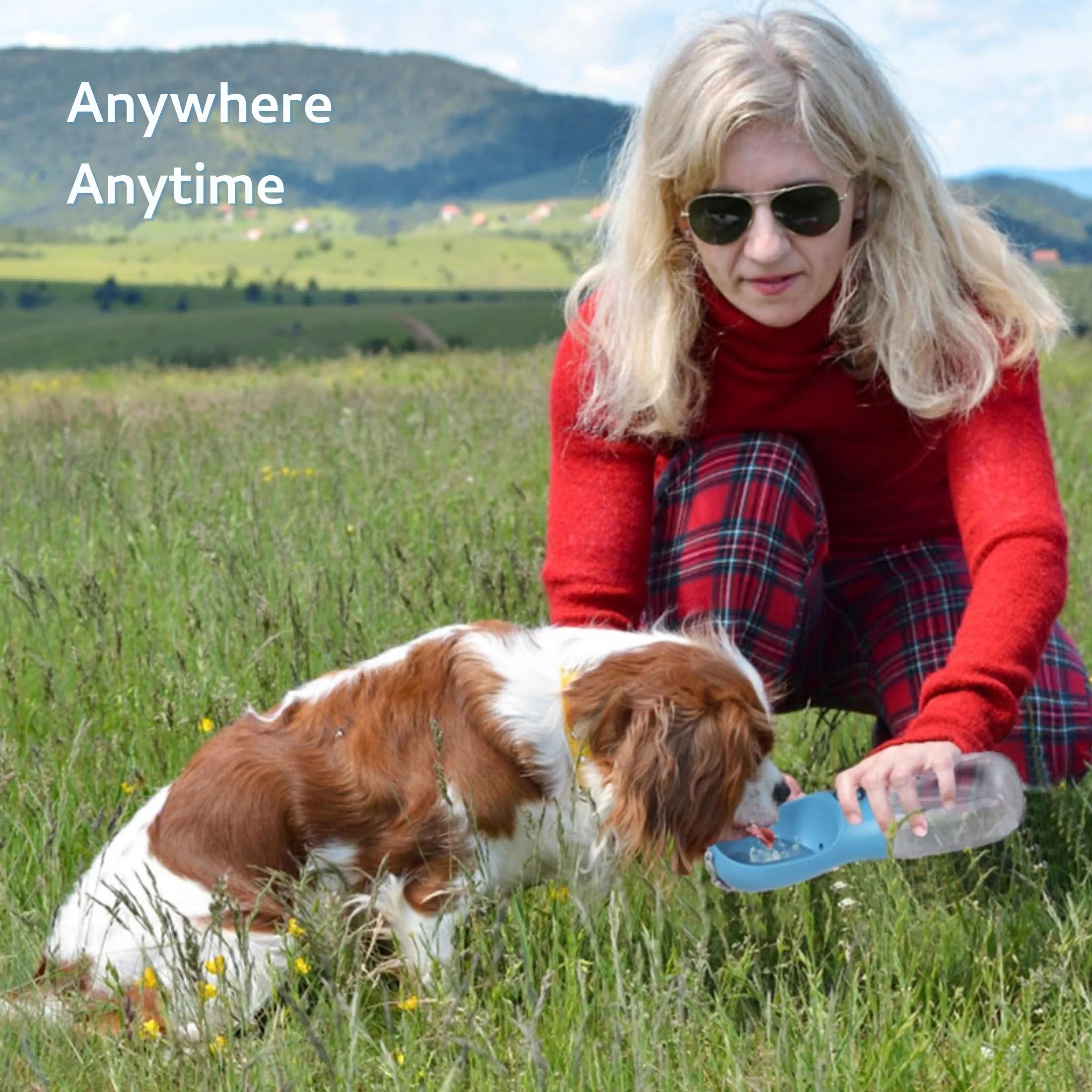 Dog Water Bottle, Light-Weigh, Leak Proof Portable Travel Dog Water Dispenser, Perfect Puppy Drinking Bowl on the Go for Outdoor Walking and Hiking, Pet Accessories 10Oz, Blue)