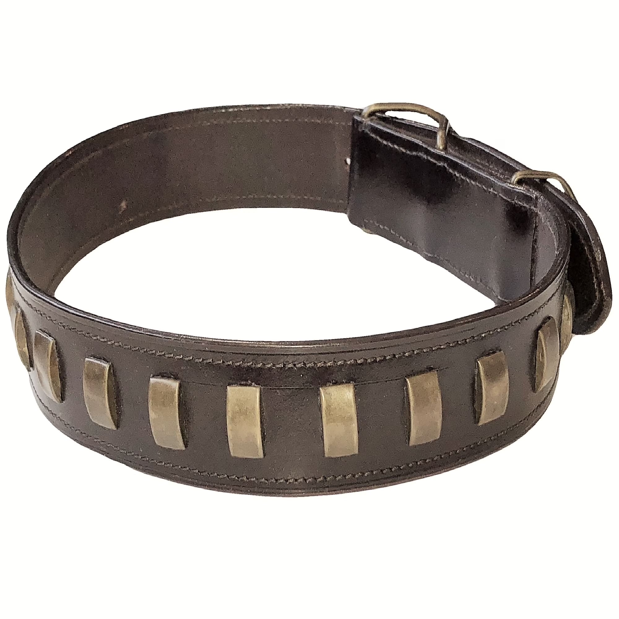 Genuine Real LEATHER Heavy Duty Dog Collar for Medium LARGE Pet Rivet Bronze Sz XXXL (NECK 19" - 24")