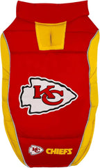 NFL Kansas City Chiefs Puffer Vest for Dogs & Cats, Size Medium. Warm, Cozy, and Waterproof Dog Coat, for Small and Large Dogs/Cats. Best NFL Licensed PET Warming Sports Jacket